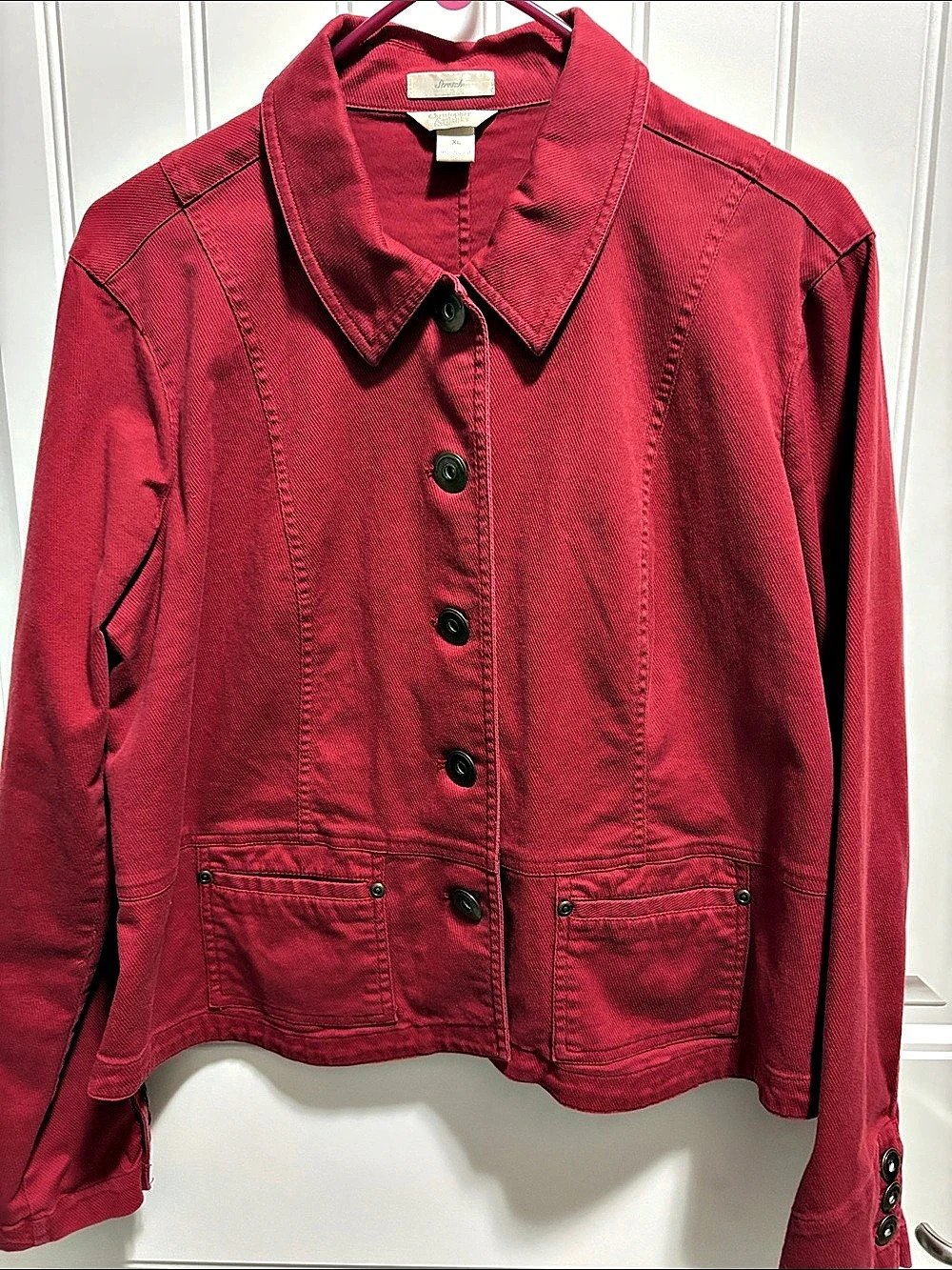 St. John’s Bay Women’s XL Red Stretch Cotton Utility Jacket